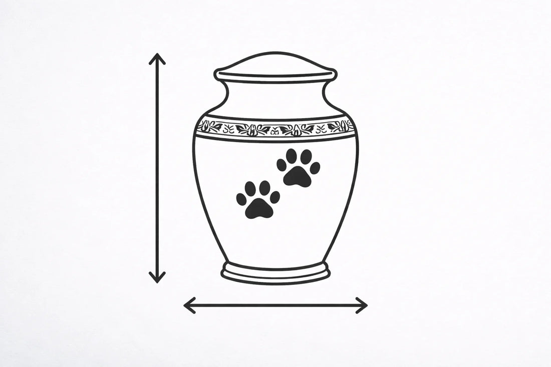 an infographic style image that shows a pet urn