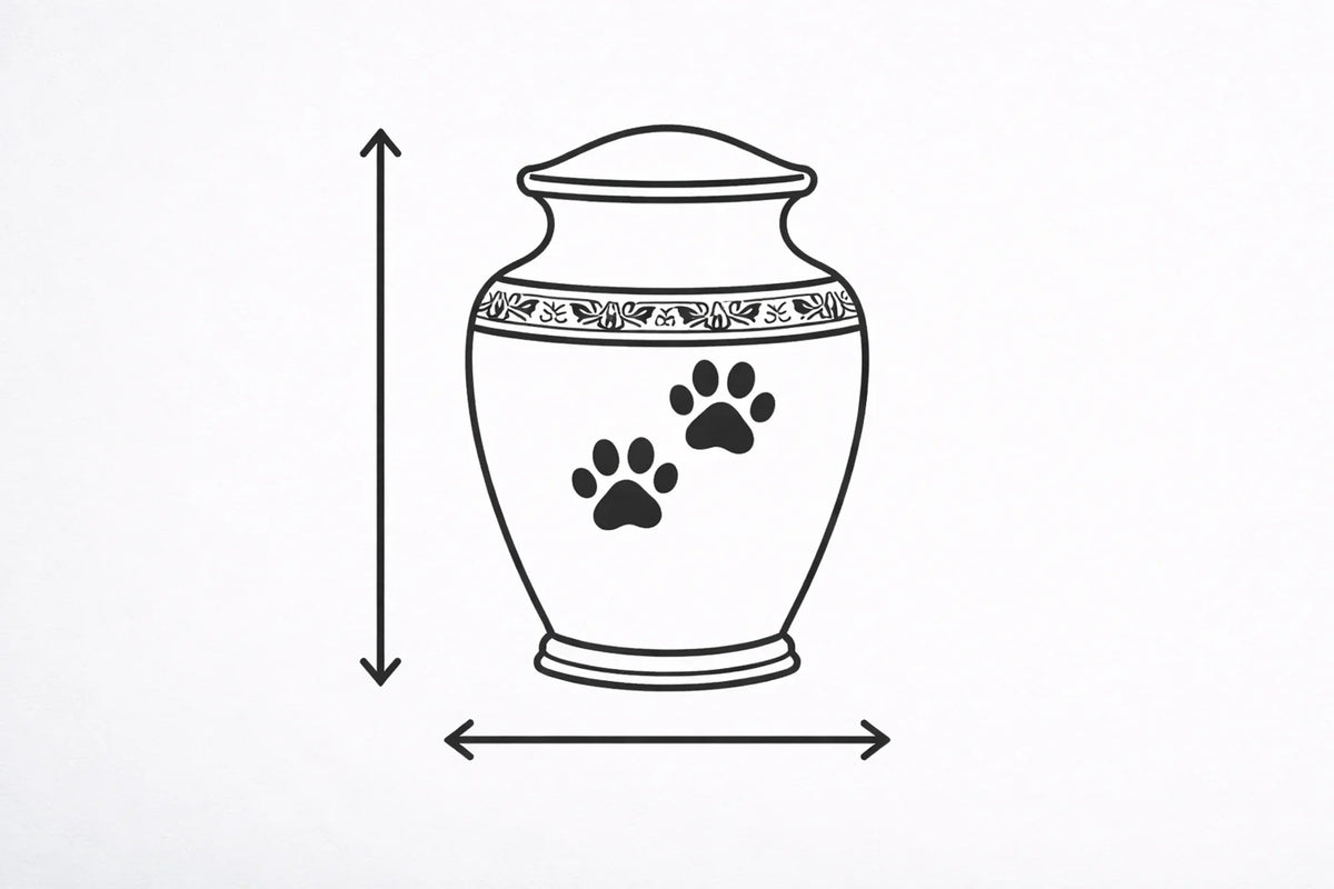 an infographic style image that shows a pet urn