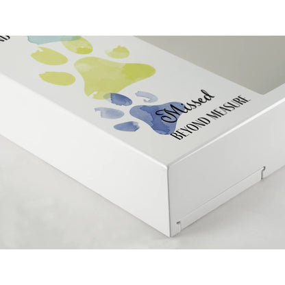 Shadowbox Remembrance Paw Prints Teal
