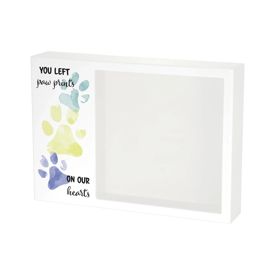 Shadowbox Remembrance Paw Prints Teal