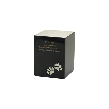 Monumental Memorials Pet Paws Pearl Inlay Black, Medium Urn