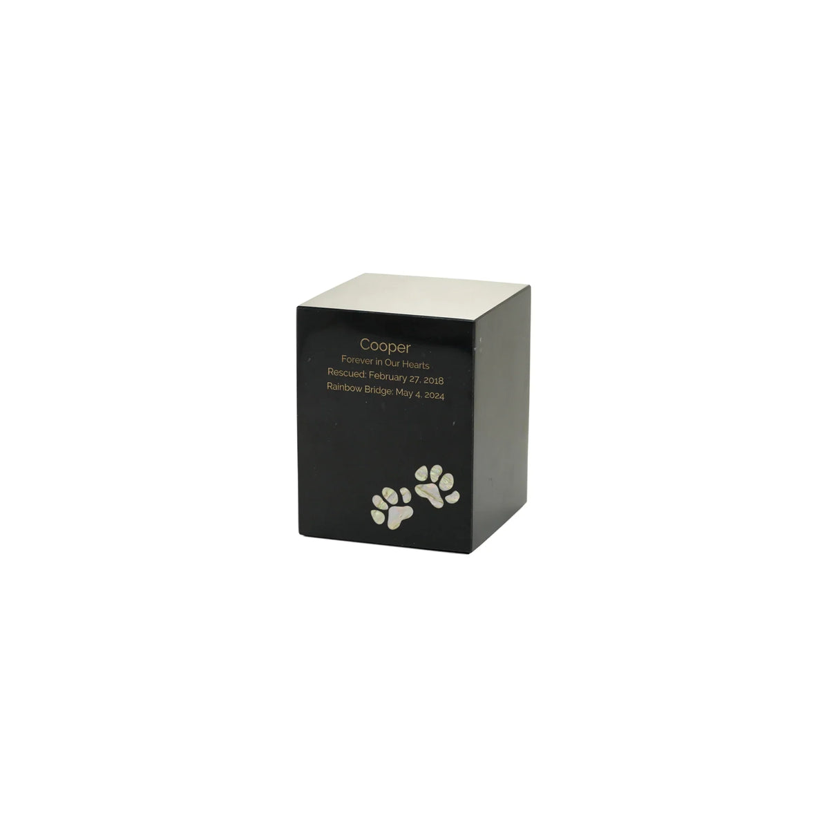 Monumental Memorials Pet Paws Pearl Inlay Black, Extra Small Urn