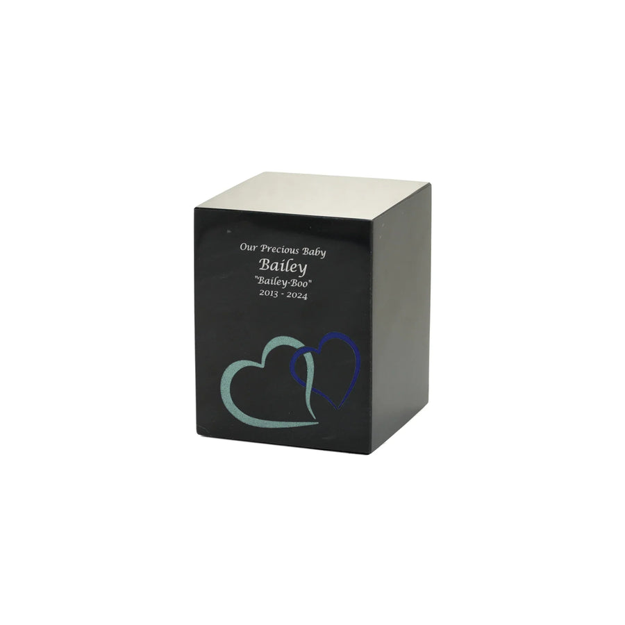 Monumental Memorials Hearts Blue Black, Medium Urn