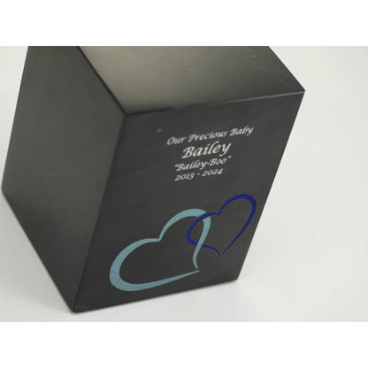 Monumental Memorials Hearts Blue Black, Extra Small Urn