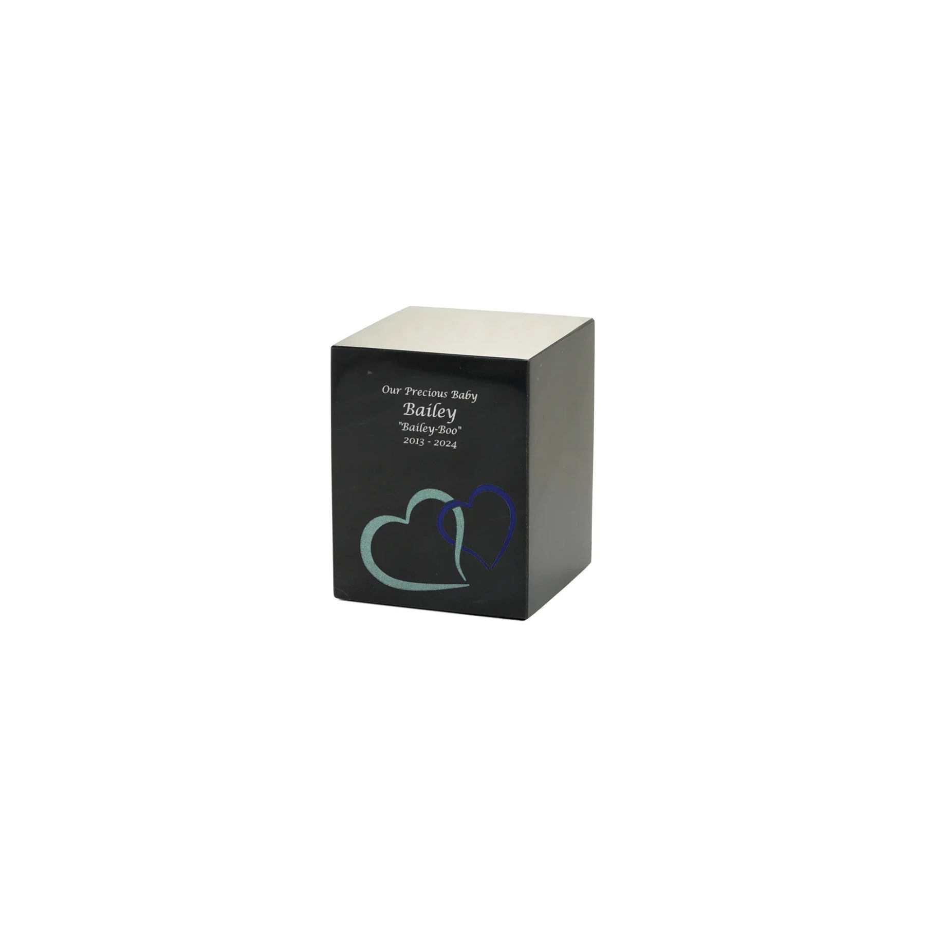 Monumental Memorials Hearts Blue Black, Extra Small Urn