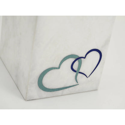 Monumental Memorials Hearts Blue White, Extra Small Urn