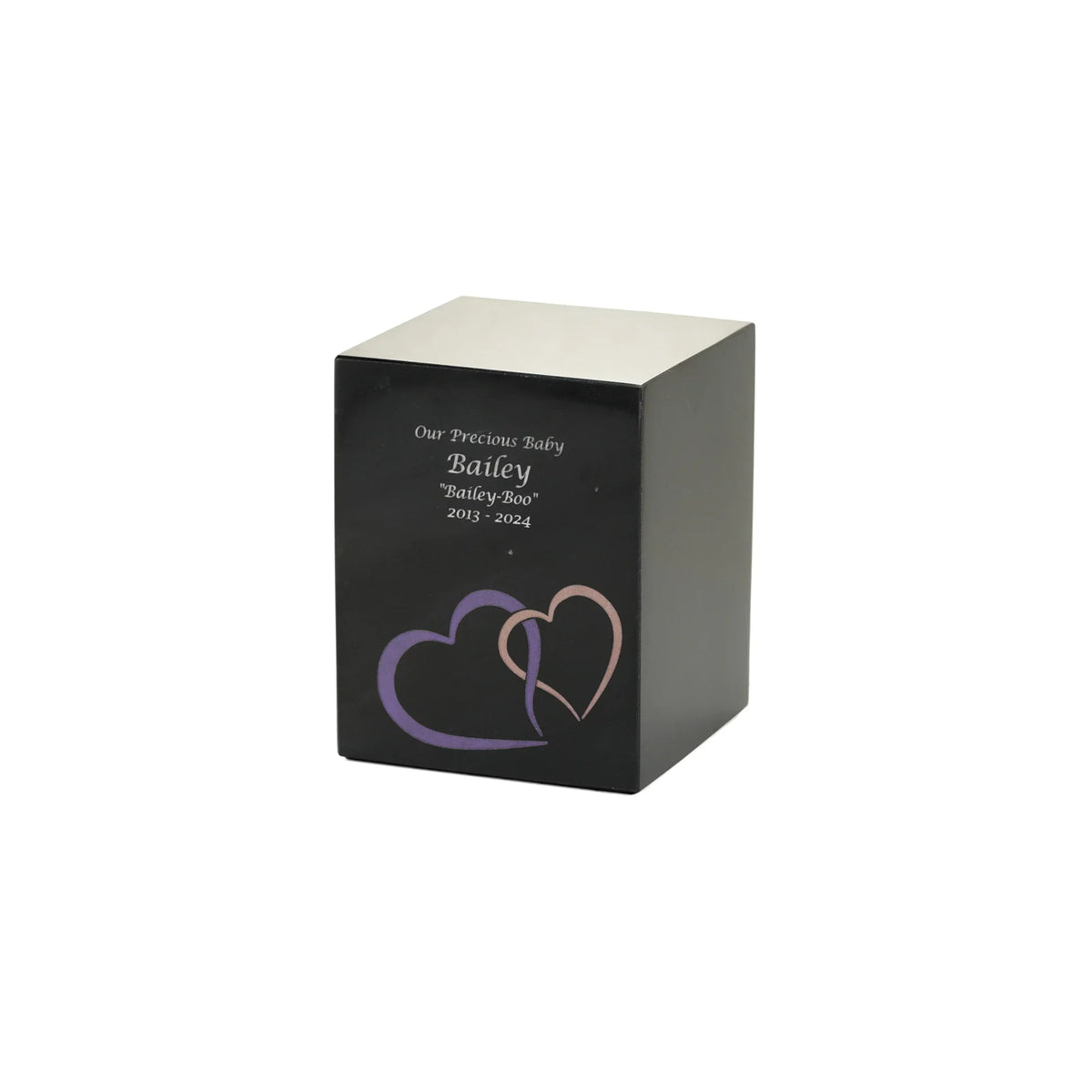 Monumental Memorials Hearts Pink Black, Medium Urn