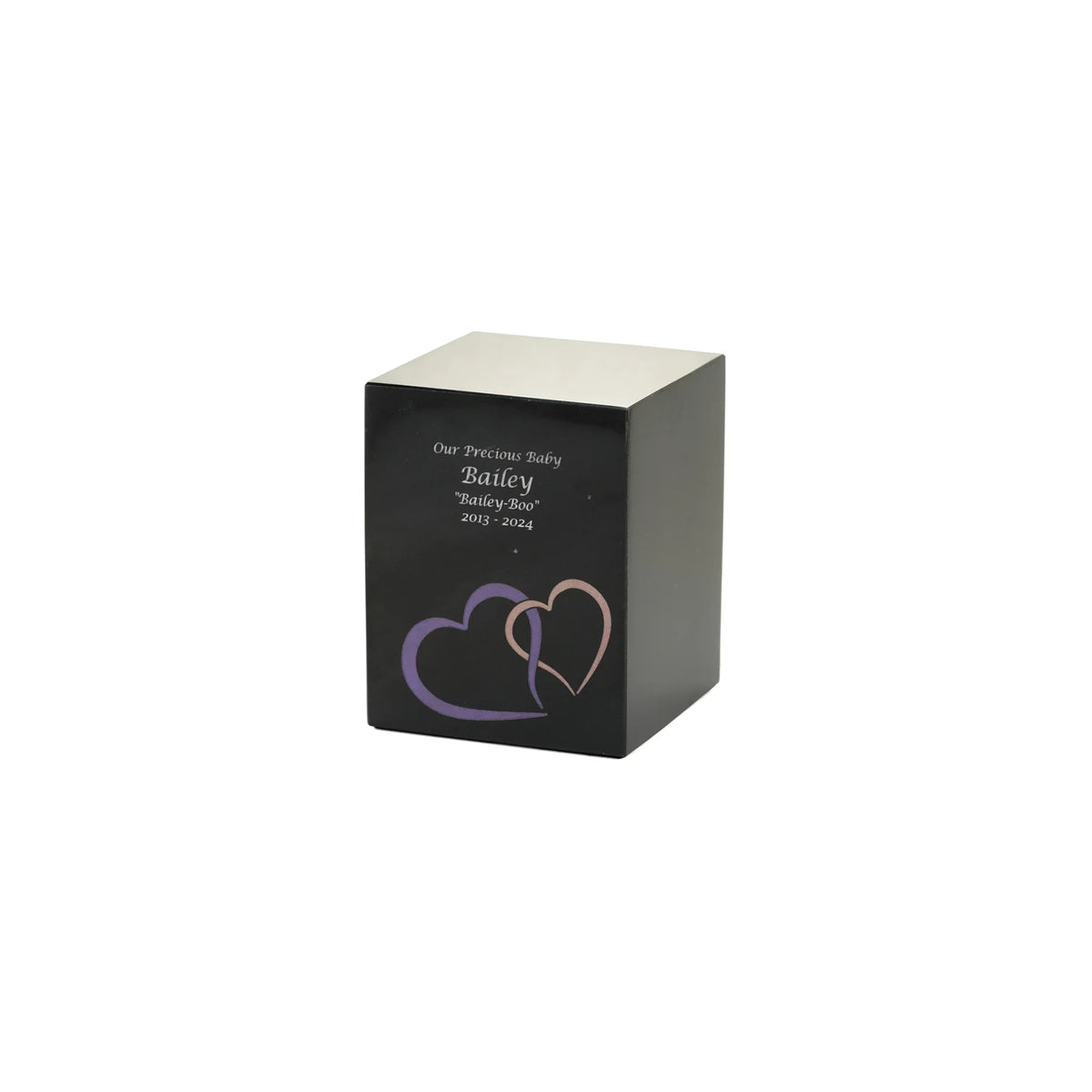 Monumental Memorials Hearts Pink Black, Small Urn