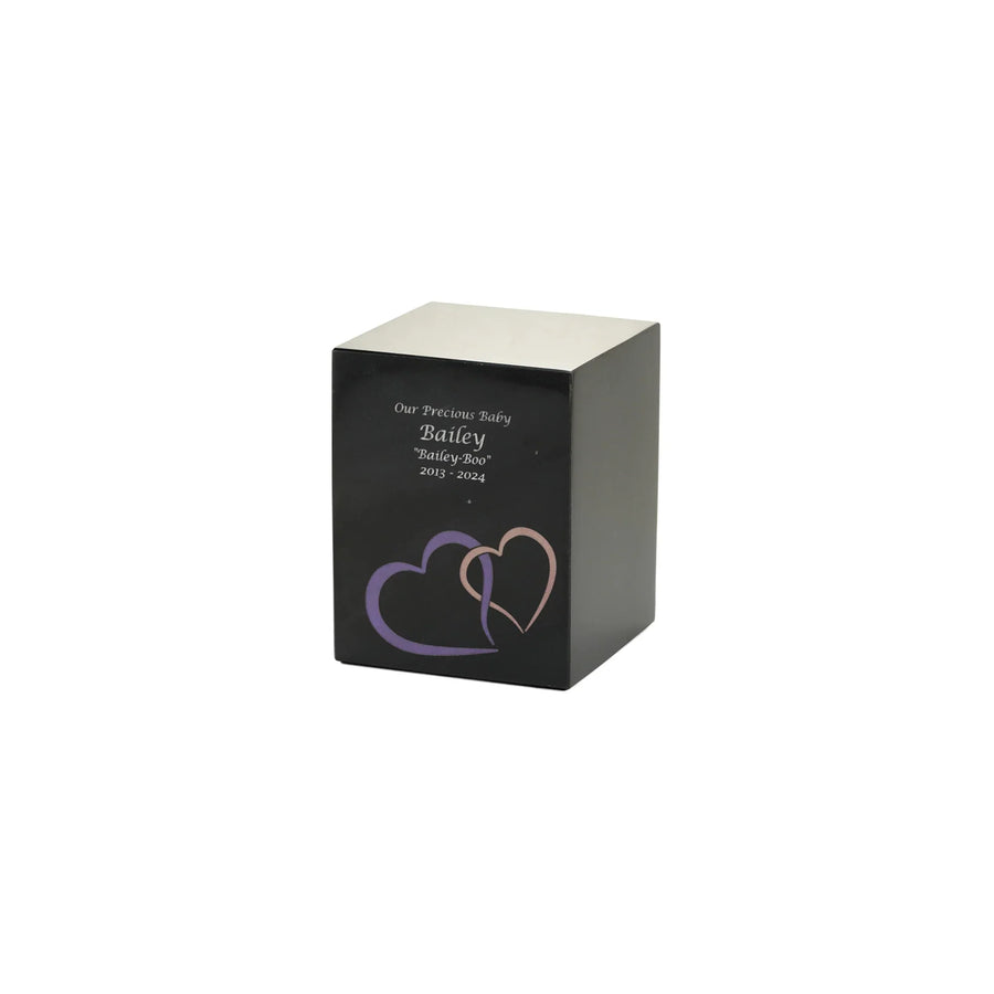 Monumental Memorials Hearts Pink Black, Small Urn