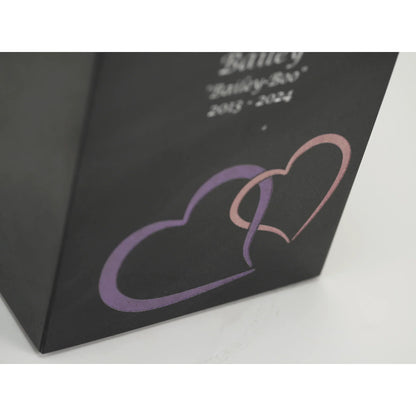 Monumental Memorials Hearts Pink Black, Extra Small Urn