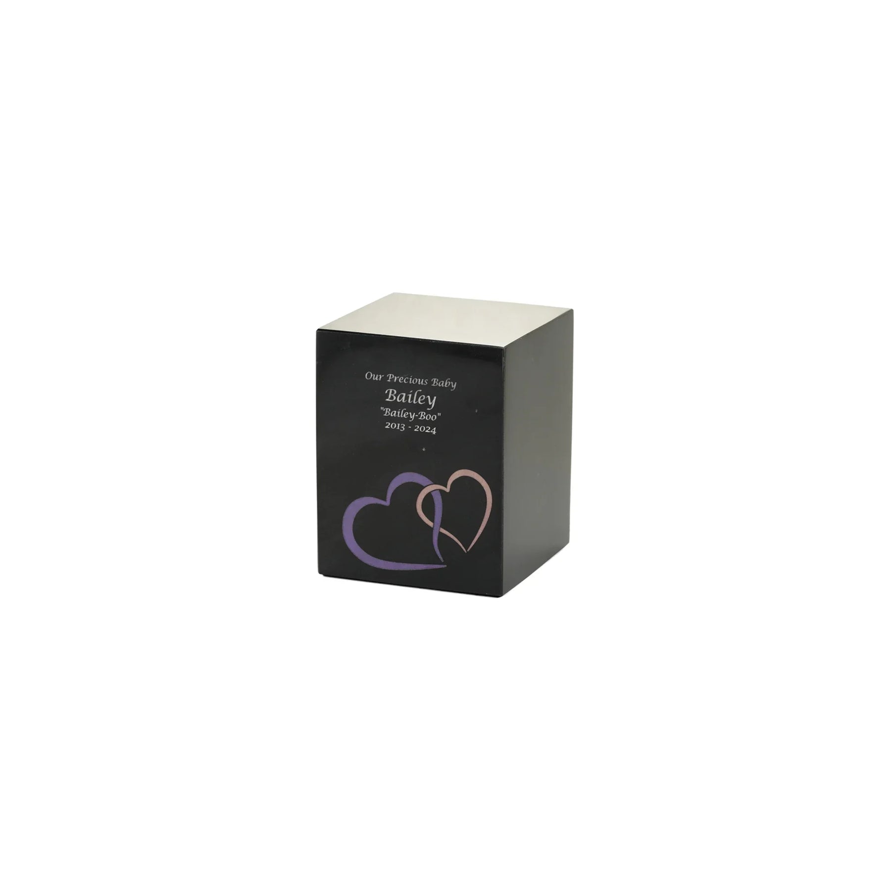 Monumental Memorials Hearts Pink Black, Extra Small Urn