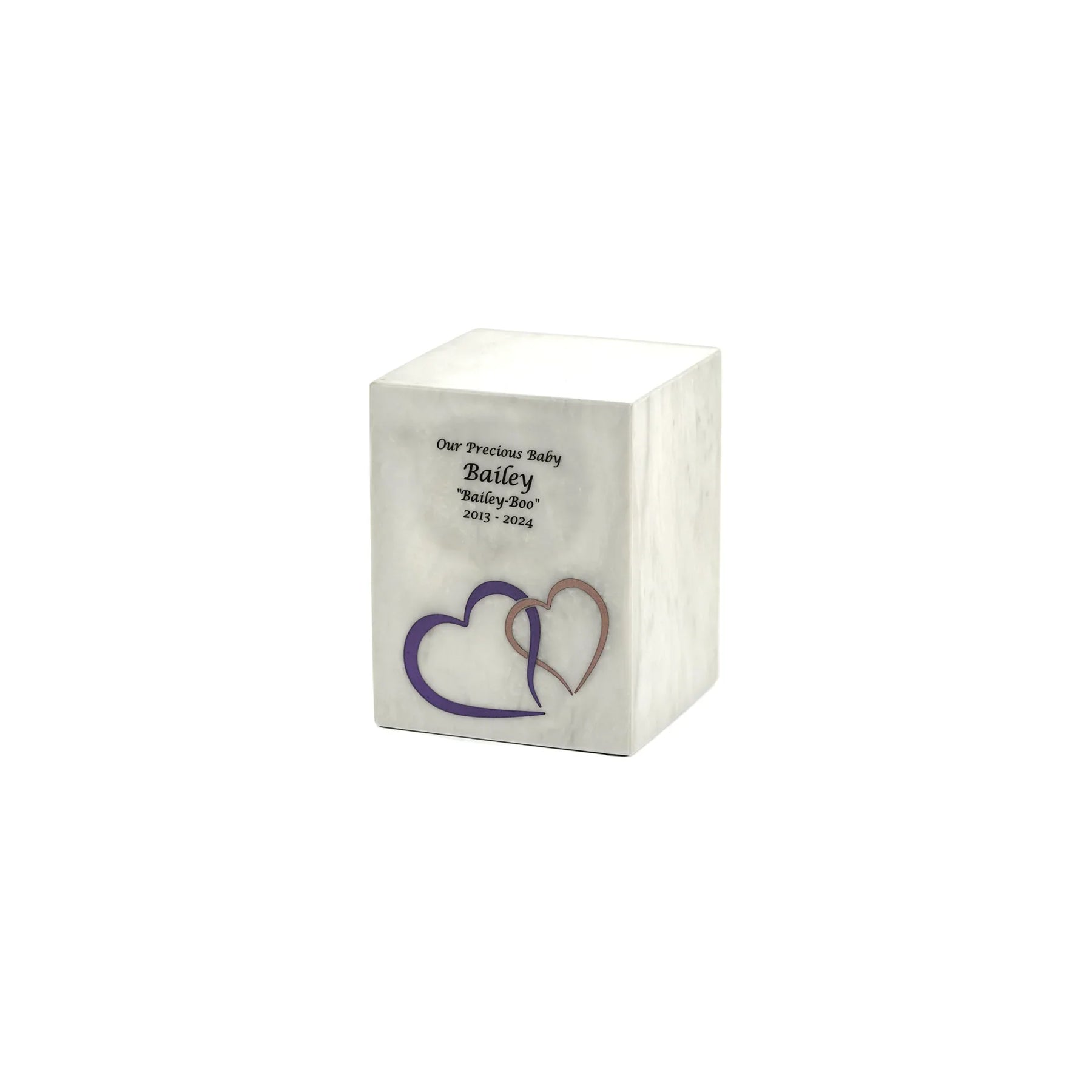 Monumental Memorials Hearts Pink White, Small Urn