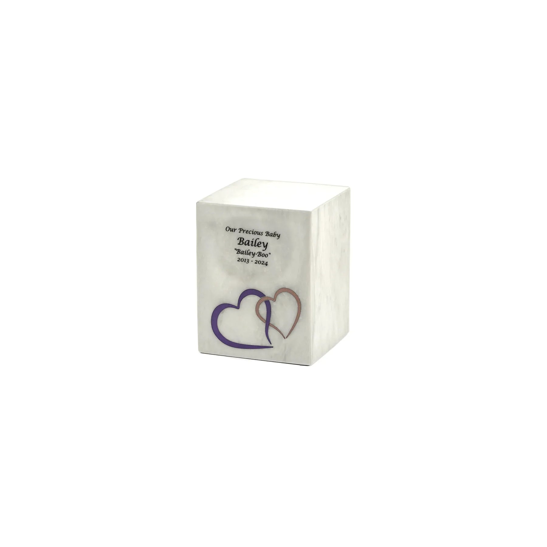 Monumental Memorials Hearts Pink White, Extra Small Urn
