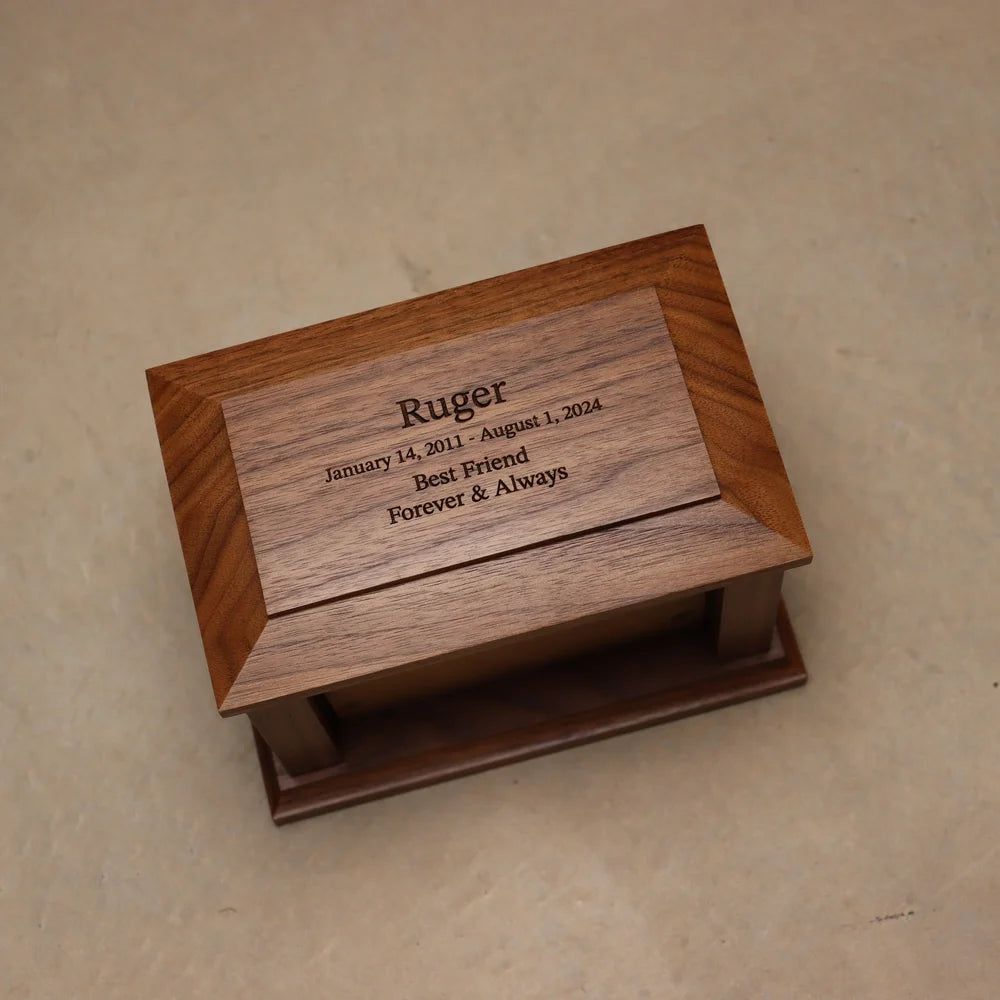 Walnut Pet Urn | Rectangle Base
