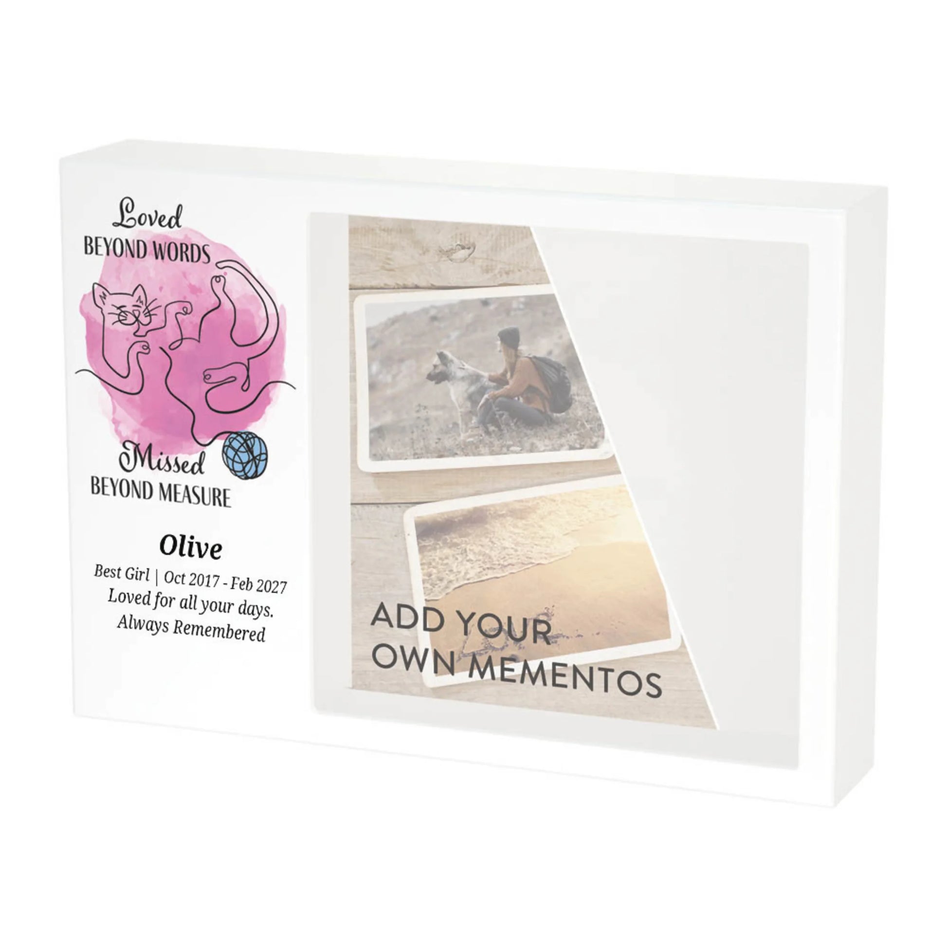 Shadowbox Remembrance Loved Beyond Cat Pink