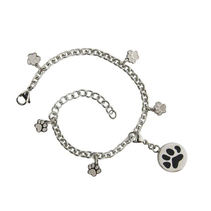 Charm Bracelet Pewter Paw with Pewter Paw Charm