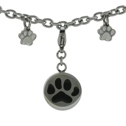 Charm Bracelet Pewter Paw with Pewter Paw Charm