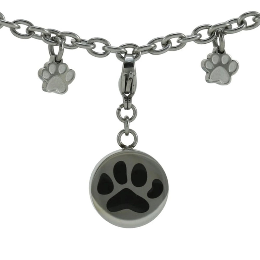 Charm Bracelet Pewter Paw with Pewter Paw Charm