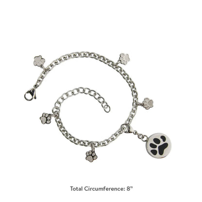 Charm Bracelet Pewter Paw with Pewter Paw Charm