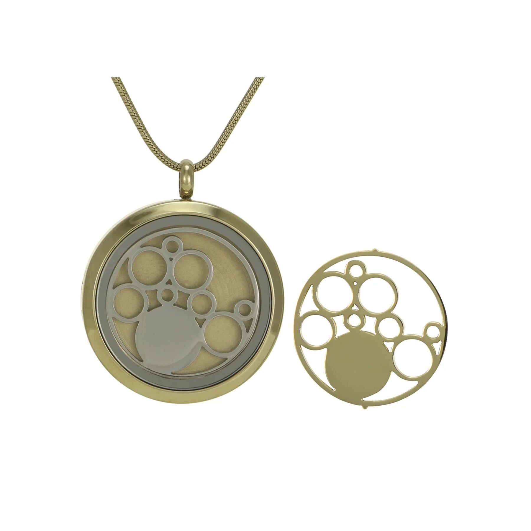 Round Pendant Bronze with 2 inserts (bronze & pewter) Circles - includes 19" chain