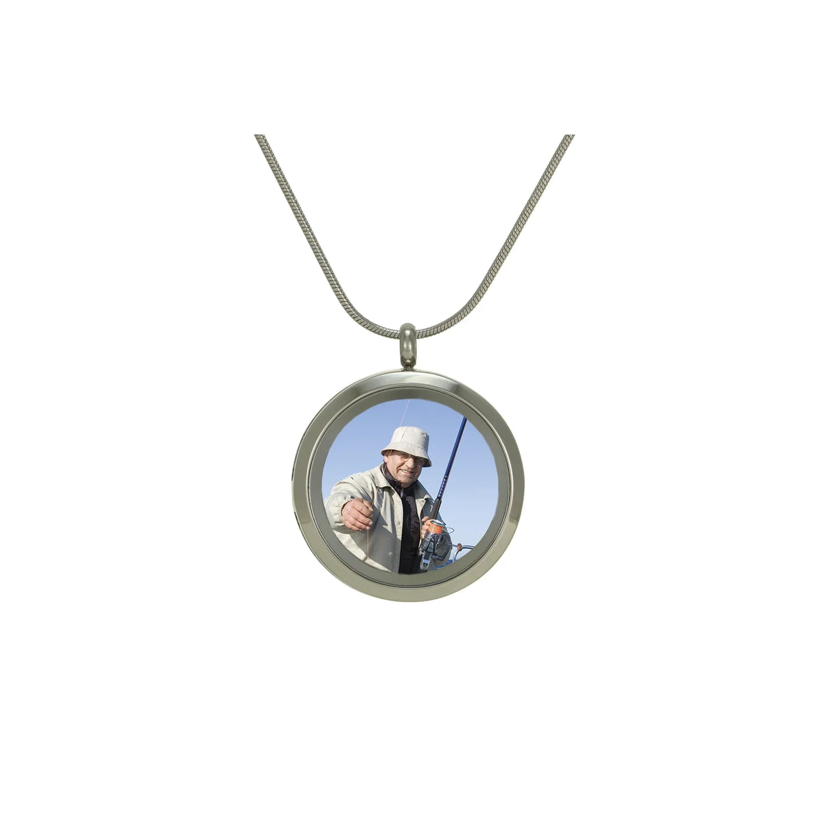 Round Pendant Pewter Photo - includes 19" chain