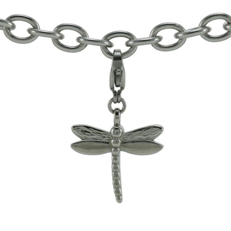 Charm Bracelet with Dragonfly Charm Pewter - includes 8" bracelet