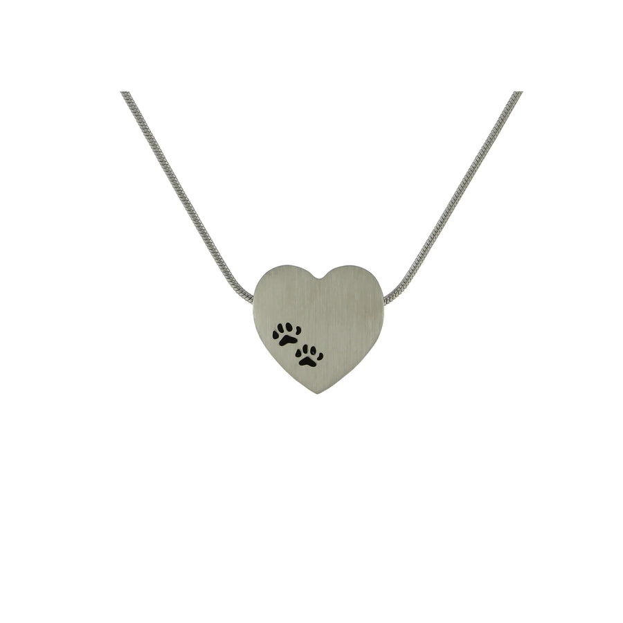 Pewter Heart with Paw Prints - includes 19" chain