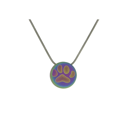 Rainbow with Large Paw Print - includes 19" chain