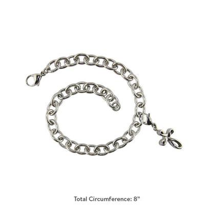 Charm Bracelet with Infinity Cross Charm Pewter - includes 8" bracelet