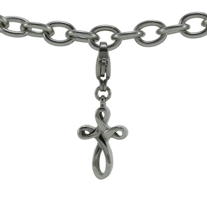 Charm Bracelet with Infinity Cross Charm Pewter - includes 8" bracelet