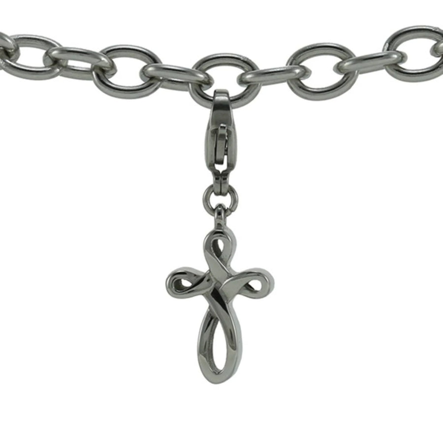 Charm Bracelet with Infinity Cross Charm Pewter - includes 8" bracelet