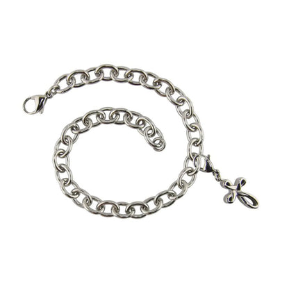 Charm Bracelet with Infinity Cross Charm Pewter - includes 8" bracelet