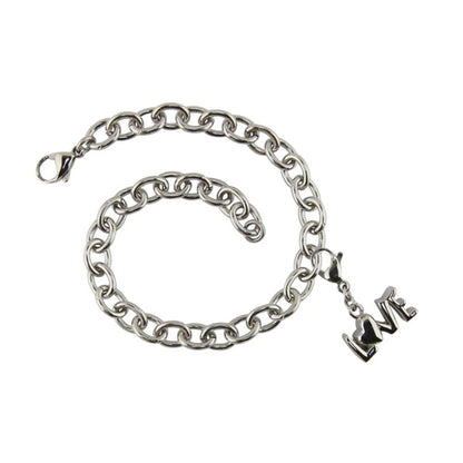 Charm Bracelet with Love Charm Pewter - includes 8" bracelet