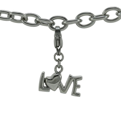 Charm Bracelet with Love Charm Pewter - includes 8" bracelet