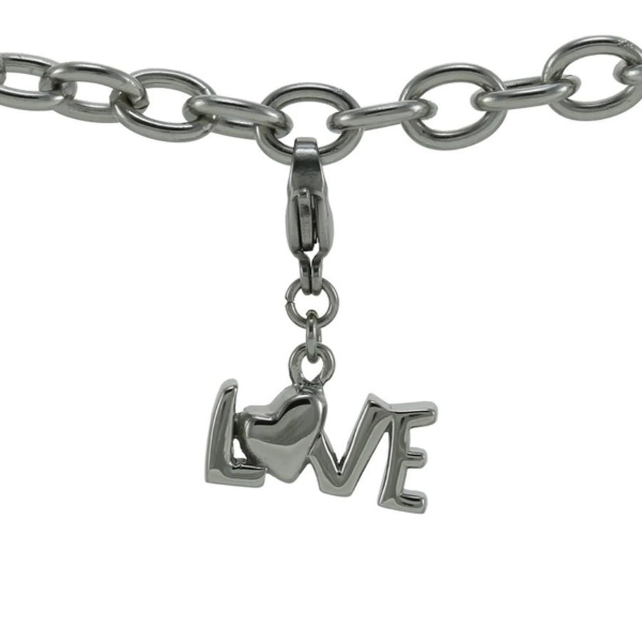 Charm Bracelet with Love Charm Pewter - includes 8" bracelet