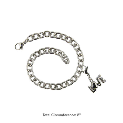 Charm Bracelet with Love Charm Pewter - includes 8" bracelet