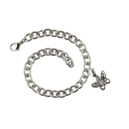 Charm Bracelet with Butterfly Charm Pewter - includes 8" bracelet