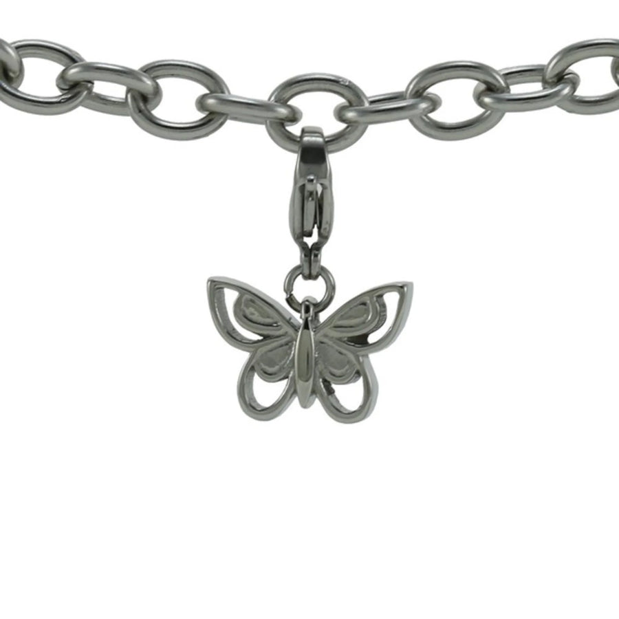 Charm Bracelet with Butterfly Charm Pewter - includes 8" bracelet