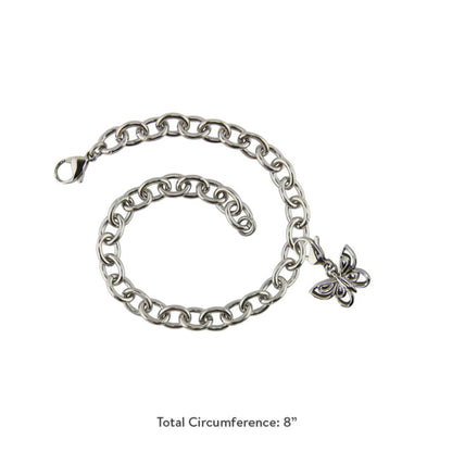 Charm Bracelet with Butterfly Charm Pewter - includes 8" bracelet