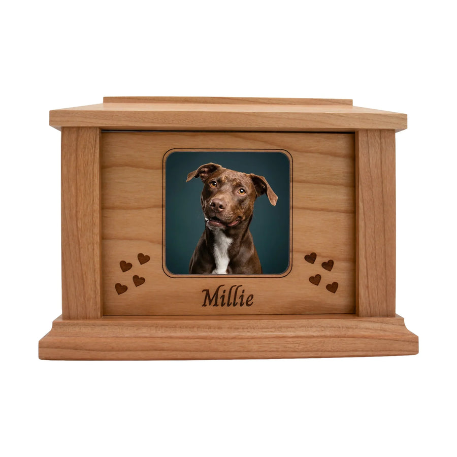 wooden pet urn for cremation ashes