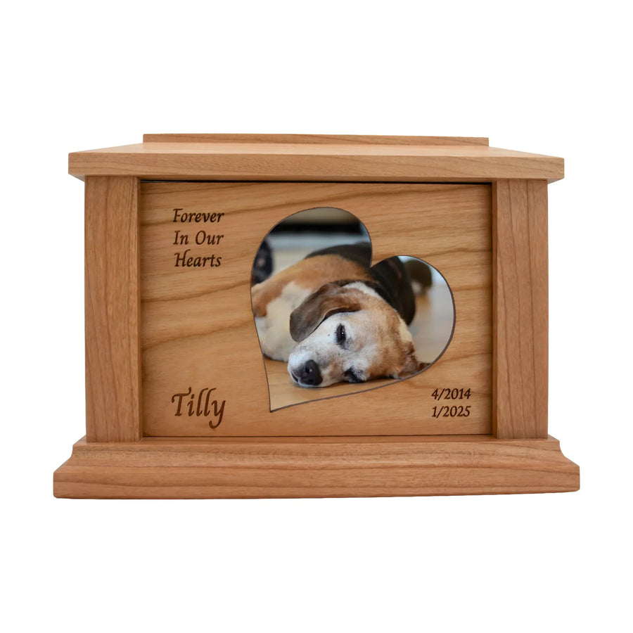 wooden pet urn for cremation ashes