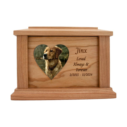 wooden pet urn for cremation ashes