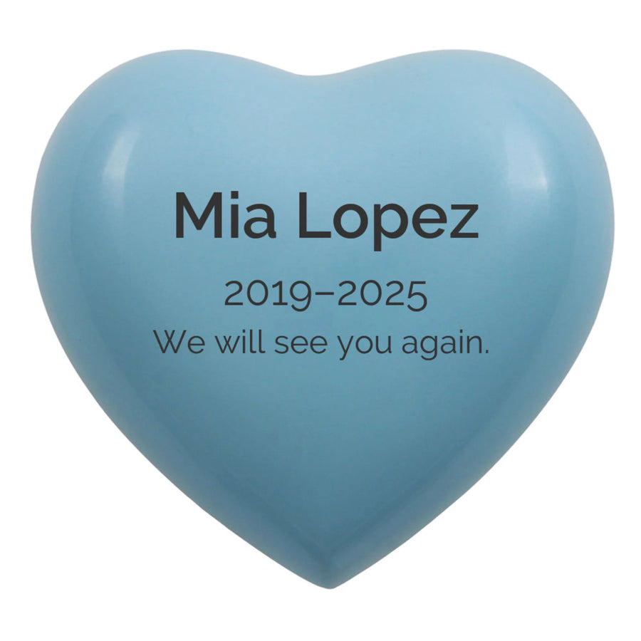 Arielle Heart Urn, Pearl Blue