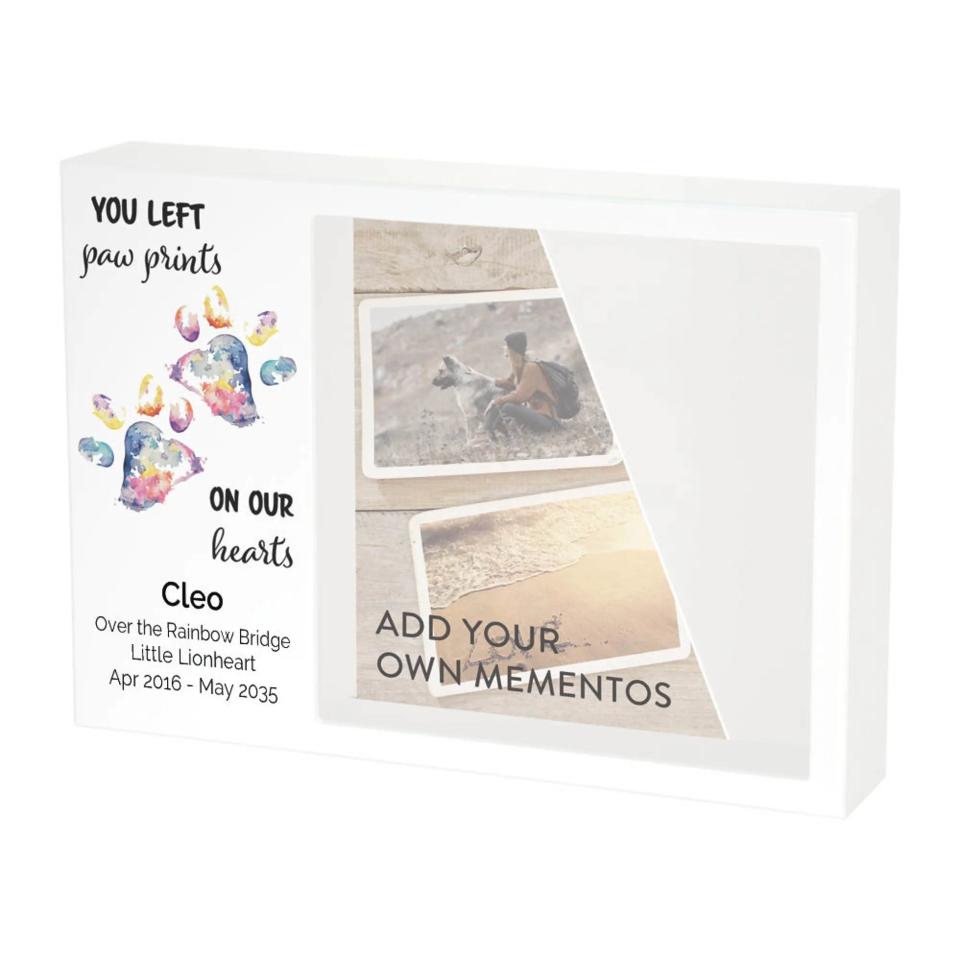 Shadowbox Remembrance Paw Prints Rainbow