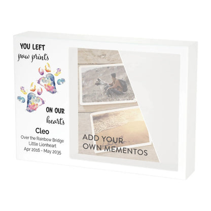 Shadowbox Remembrance Paw Prints Rainbow