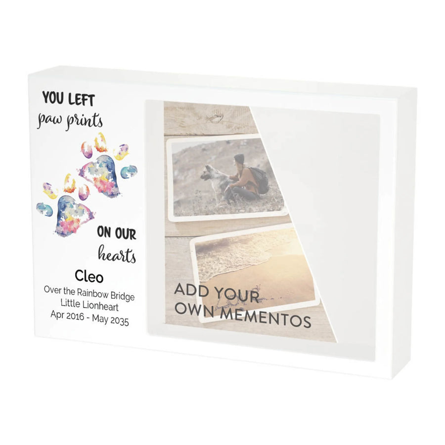 Shadowbox Remembrance Paw Prints Rainbow