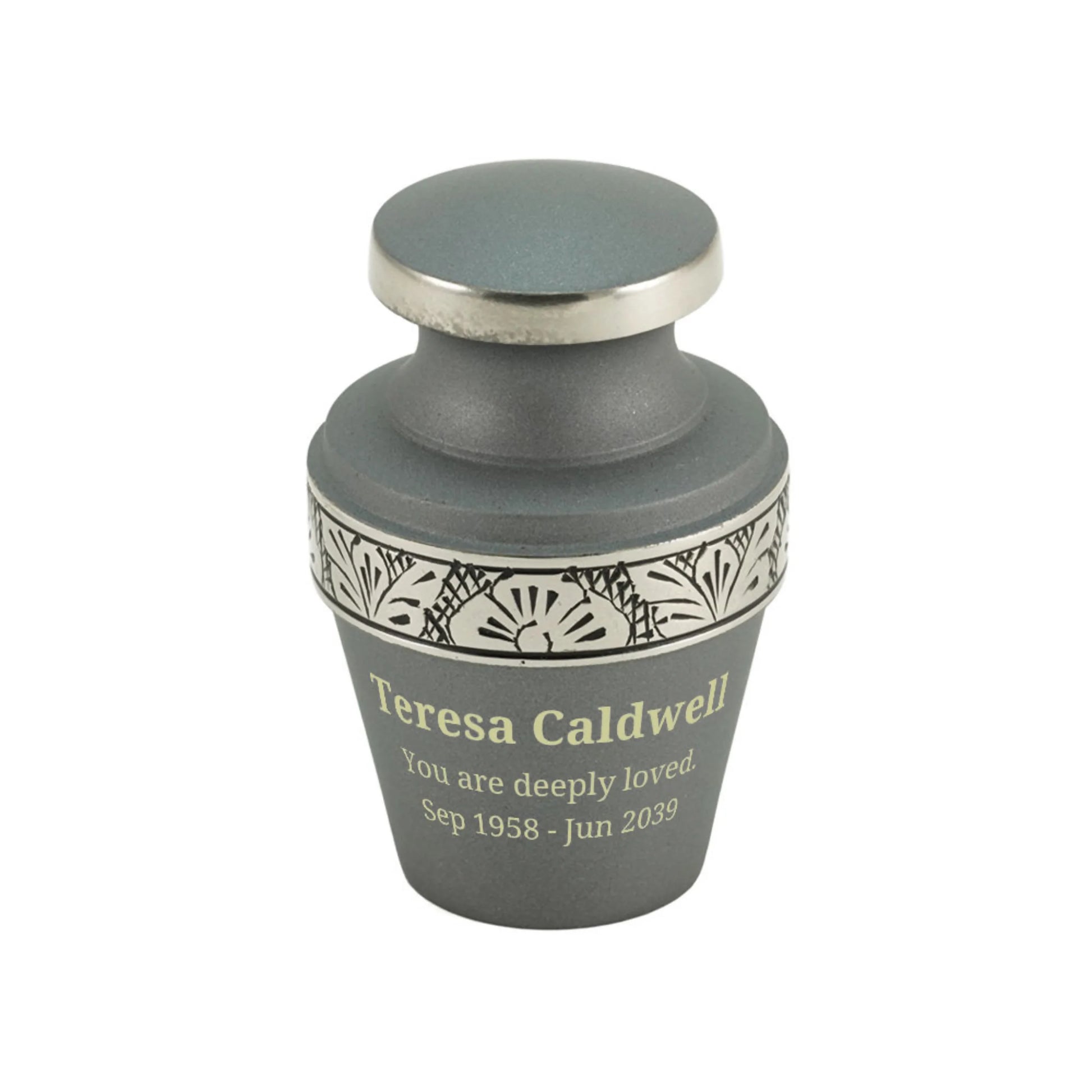 Grecian Rustic Pewter Mini Keepsake w/ Velvet Bag