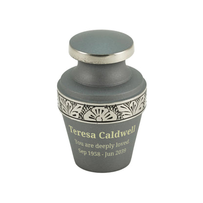 Grecian Rustic Pewter Mini Keepsake w/ Velvet Bag