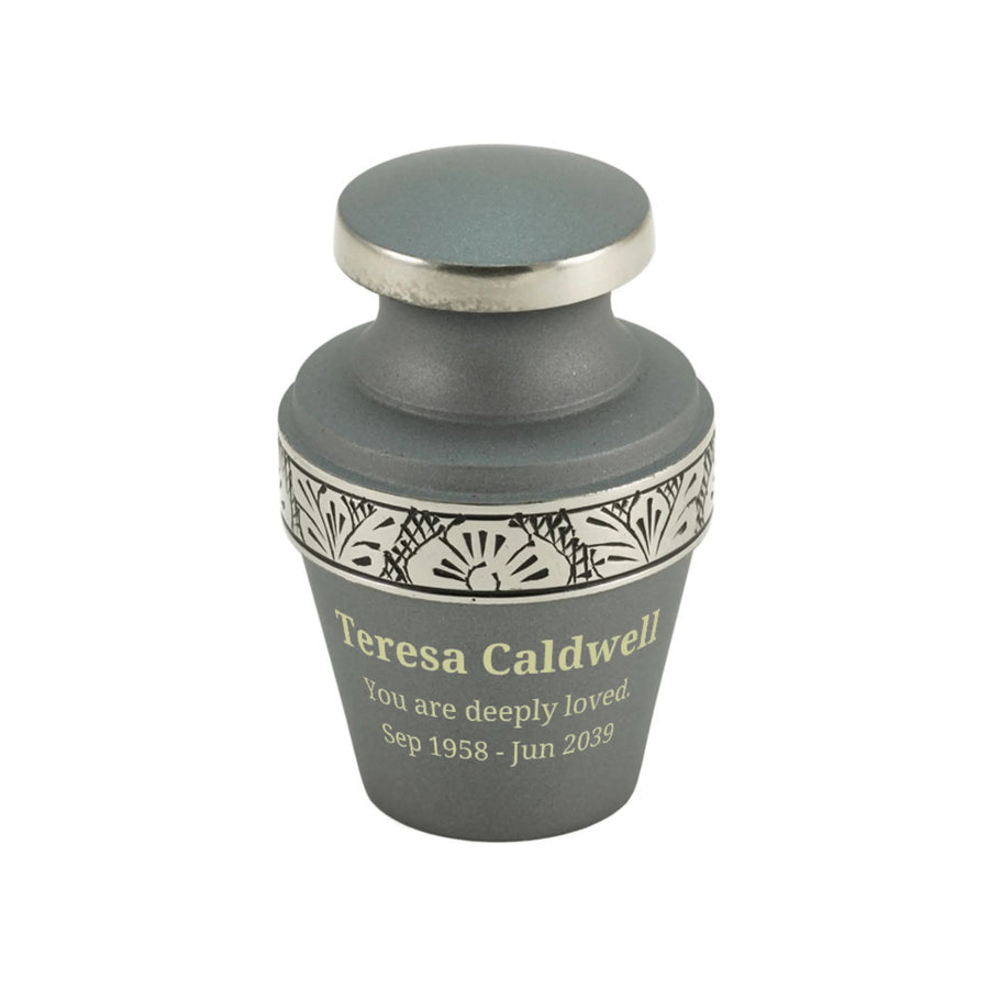 Grecian Rustic Pewter Mini Keepsake w/ Velvet Bag