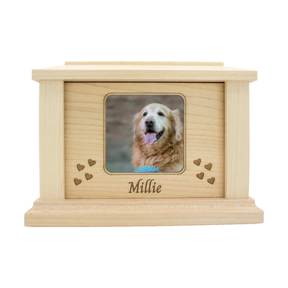 wooden pet urn for cremation ashes